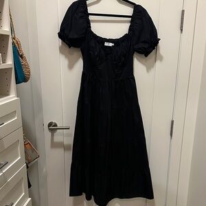 Astr The Label Black Long Sleeve Dress with Puff Sleeves